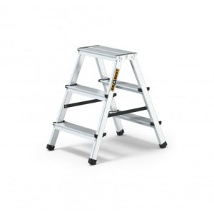 Haushaltsleiter Hocker 2×3-stufig Aluminium silber