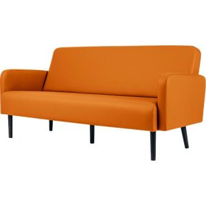 Dreisitzer Sofa easyChair® by Paperflow LISBOA, desinfektionsmittelbeständiger Kunstlederbezug orange, Fußgestell schwarz, B 1590 x T 550 x H 430 mm Dreisitzer Sofa easyChair® by Paperflow LISBOA, desinfektionsmittelbeständiger Kunstlederbezug orange, Fußgestell schwarz, B 1590 x T 550 x H 430 mm