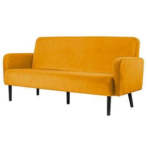 Dreisitzer Sofa easyChair® by Paperflow LISBOA, Stoffbezug safran, Fußgestell schwarz, B 1760 x T 815 x H 830 mm Dreisitzer Sofa easyChair® by Paperflow LISBOA, Stoffbezug safran, Fußgestell schwarz, B 1760 x T 815 x H 830 mm