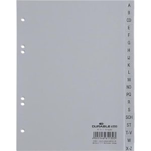Durable Kunststoffregister, DIN A5 hoch, Buchstaben A-Z (20 Fächer), grau