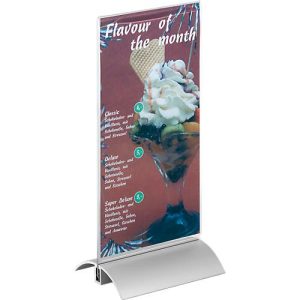Durable Tischaufsteller, Acrylhalter und Aluminium-Fuß, DIN lang Durable Tischaufsteller, Acrylhalter und Aluminium-Fuß, DIN lang