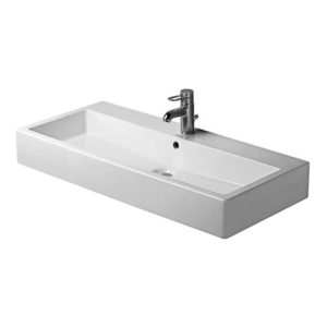 Duravit Waschtisch VERO mit Überlauf, Hahnlochbank, 1000 x 470 mm, geschliffen 2 Hahnlöcher weiß Duravit Waschtisch VERO mit Überlauf, Hahnlochbank, 1000 x 470 mm, geschliffen 2 Hahnlöcher weiß