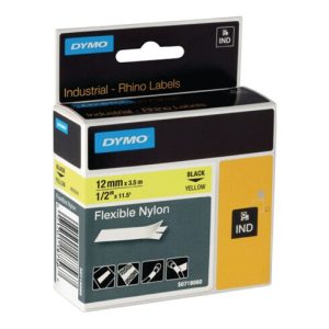 Dymo Schriftband B.12mm/L.3,5m flexibles Nylon schwarz auf gelb