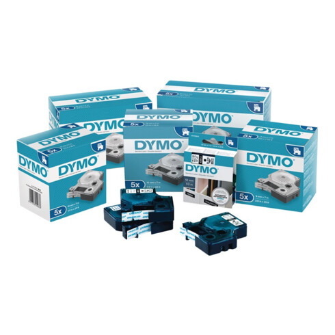 Dymo Schriftband B.12mm/L.7m schwarz auf rot