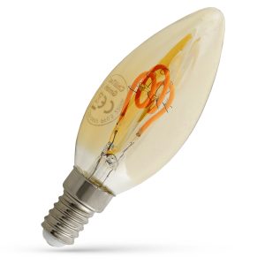 LED Kerze E14. 2W Filament. warmweiß gold