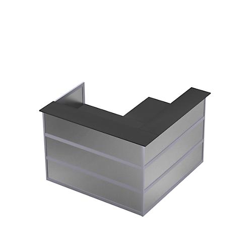 Ecktheke Tool, B 1500 x T 1500 x H 1100 mm, anthrazit/MDF silber