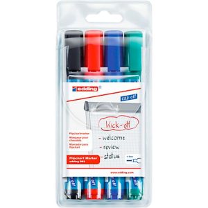 edding 383 Flipchart-Marker, Keilspitze, farbsortiert, 4er Set