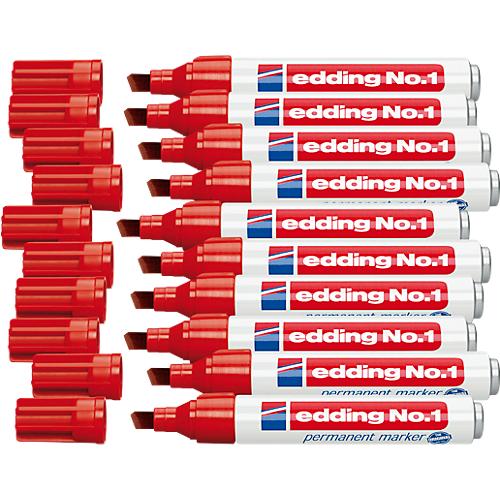 edding No.1 permanent Marker, 10 Stück, rot