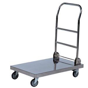 Edelstahl-Schiebewagen mit Klappbügel, 780 x 520 mm Edelstahl-Schiebewagen mit Klappbügel, 780 x 520 mm