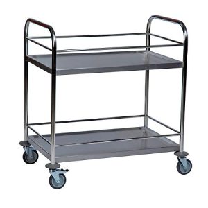 Edelstahl-Tischwagen 2 Etagen, mit Berandung, 825 x 500 mm Edelstahl-Tischwagen 2 Etagen, mit Berandung, 825 x 500 mm