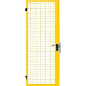 Einflügeltür, für Gittertrennsystem, Türanschlag rechts/links, B 1000 x H 2070 mm, mit Einsteckschloss, gelb Einflügeltür, für Gittertrennsystem, Türanschlag rechts/links, B 1000 x H 2070 mm, mit Einsteckschloss, gelb