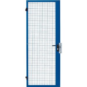 Einflügeltür, für Gittertrennsystem, Türanschlag rechts/links, B 1000 x H 2070 mm, mit Einsteckschloss mit Riegelsperre, blau Einflügeltür, für Gittertrennsystem, Türanschlag rechts/links, B 1000 x H 2070 mm, mit Einsteckschloss mit Riegelsperre, blau