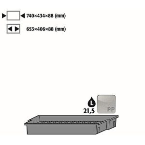 Einlegewanne für asecos Sicherheitsschränke der Q30, Q90 und S90 Serie, Polypropylen, grau, B 740 x T 434 x H 88 mm, 21,5 l