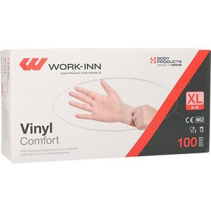 Einmalhandschuhe WORK-INN Comfort, Vinyl, puderfrei, latexfrei, transparent, Größe XL, 100 Stück Einmalhandschuhe WORK-INN Comfort, Vinyl, puderfrei, latexfrei, transparent, Größe XL, 100 Stück