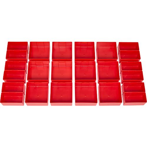 Einsatzkästenset 24-teilig, für Schäfer WSK Schubladen, säurebeständig, PP-Material, -20 °C bis +100 °C, rot