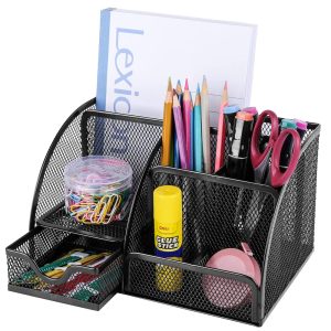 Schreibtisch-Organizer. 6 Fächer 1 Schublade. schwarz