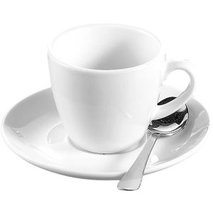Espressotassen-Set BISTRO, 6 Tassen & Untertassen, jeweils 0,1 l, H 58 mm, Porzellan, weiß Espressotassen-Set BISTRO, 6 Tassen & Untertassen, jeweils 0,1 l, H 58 mm, Porzellan, weiß