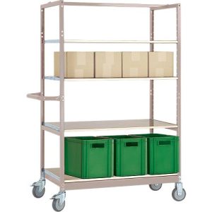 Etagenwagen VARIMOBIL, Stahlblech, 4 höhenverstellbare Holzböden, bis 250 kg, Tiefe 600 mm Etagenwagen VARIMOBIL, Stahlblech, 4 höhenverstellbare Holzböden, bis 250 kg, Tiefe 600 mm