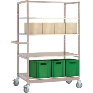 Etagenwagen VARIMOBIL, Stahlblech, 4 höhenverstellbare Holzböden, bis 250 kg, Tiefe 700 mm Etagenwagen VARIMOBIL, Stahlblech, 4 höhenverstellbare Holzböden, bis 250 kg, Tiefe 700 mm