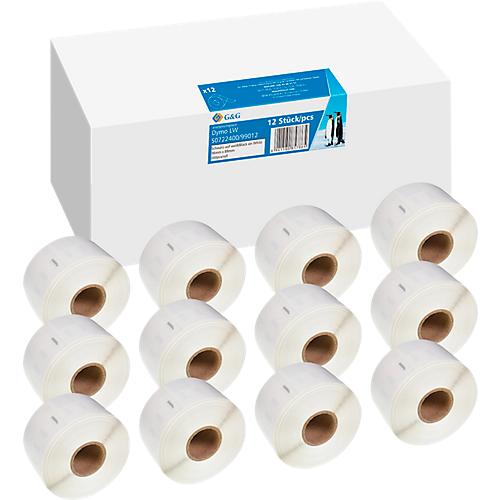 Etiketten G&G, kompatibel zu Dymo 99012/s0722400, 12x260 Stück, ablösbar, B 89 x H 36 mm weiß
