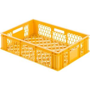 Euro Box Bäcker-Kasten, lebensmittelecht, Inhalt 27 L, durchbrochene Version, gelb-orange Euro Box Bäcker-Kasten, lebensmittelecht, Inhalt 27 L, durchbrochene Version, gelb-orange