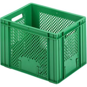 Euro Box Obst- und Gemüsekasten, lebensmittelecht, Inhalt 20,2 L, durchbrochene Version, grün Euro Box Obst- und Gemüsekasten, lebensmittelecht, Inhalt 20,2 L, durchbrochene Version, grün