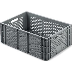 Euro Box Obst- und Gemüsekasten, lebensmittelecht, Inhalt 47,9 L, durchbrochene Version, grau