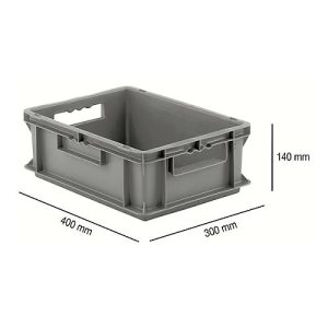 Euro Box Serie EF 4140, aus PP, Inhalt 12,8 L, geschlossene Wände, Durchfassgriff, grau