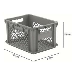 Euro Box Serie EF 4221, aus PP, Inhalt 20,4 L, durchbrochene Wände, Durchfassgriff, grau Euro Box Serie EF 4221, aus PP, Inhalt 20,4 L, durchbrochene Wände, Durchfassgriff, grau
