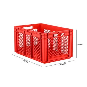Euro Box Serie EF 6321, aus PP, Inhalt 63,7 L, durchbrochene Wände, rot, Durchfassgriff