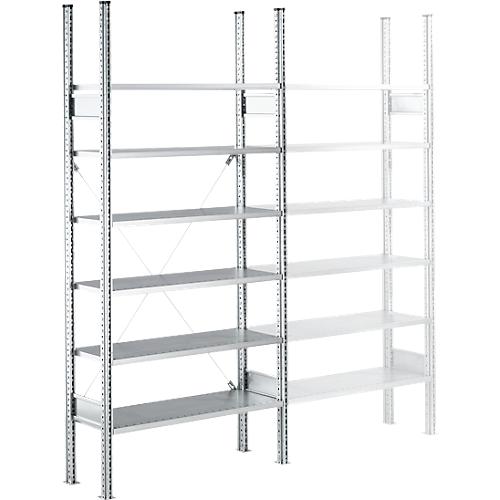 Fachbodenregal SSI Schäfer R3000, Grundregal, 5 Fachböden, Fachlast 200 kg, B 1055 x T 400 x H 2278 mm, verzinkter Stahl