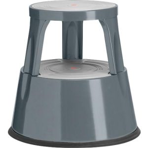 Fahrbarer Rolltritthocker, rutschfester Gummibelag, H 410 x ø 433/283 mm, bis 150 kg, basaltgrau