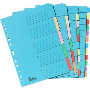 Farbiges Kartonregister, einzeln, für DIN A4, 5 Fächer