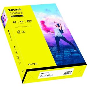 Farbiges Kopierpapier tecno colors, DIN A4, 80 g/m², gelb, 1 Paket = 500 Blatt Farbiges Kopierpapier tecno colors, DIN A4, 80 g/m², gelb, 1 Paket = 500 Blatt