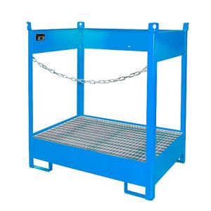 Fass-Stapelpalette Bauer FSP-2, seitlich offen, für 2 x 200 l Fass, blau Fass-Stapelpalette Bauer FSP-2, seitlich offen, für 2 x 200 l Fass, blau
