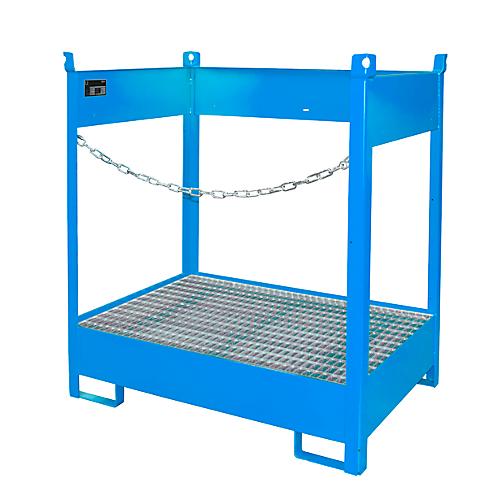 Fass-Stapelpalette Bauer FSP-2, seitlich offen, für 2 x 200 l Fass, blau