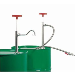 Fasspumpe, 0,22 l/Hub, Edelstahl, Eintauchtiefe 360 mm, abschraubbarer Auslaufbogen, für entzündbare Flüssigkeiten