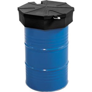 Fasstrichter, Polyethylen, schwarz, Ø 690 x H 190 mm, Füllvolumen 22 l, mit Deckel und Sieb Fasstrichter, Polyethylen, schwarz, Ø 690 x H 190 mm, Füllvolumen 22 l, mit Deckel und Sieb