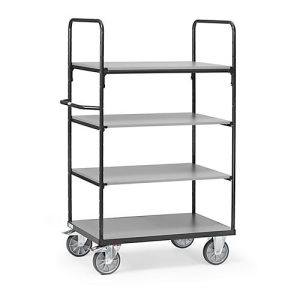 fetra Etagenwagen ‚Grey Edition‘, Stahl, anthrazitgrau, 4 Etagen, L 1000 x B 700 mm, bis 600 kg