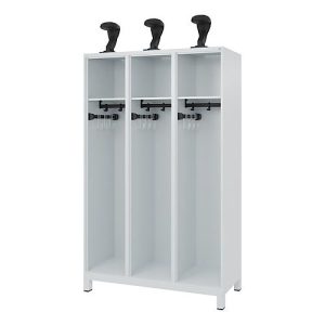 Feuerwehrspind C+P Evolo EXPERT, 3 Abteile, B 1200 x T 500 x H 1850 mm, RAL 7035 Lichtgrau/RAL 7035 Lichtgrau Feuerwehrspind C+P Evolo EXPERT, 3 Abteile, B 1200 x T 500 x H 1850 mm, RAL 7035 Lichtgrau/RAL 7035 Lichtgrau