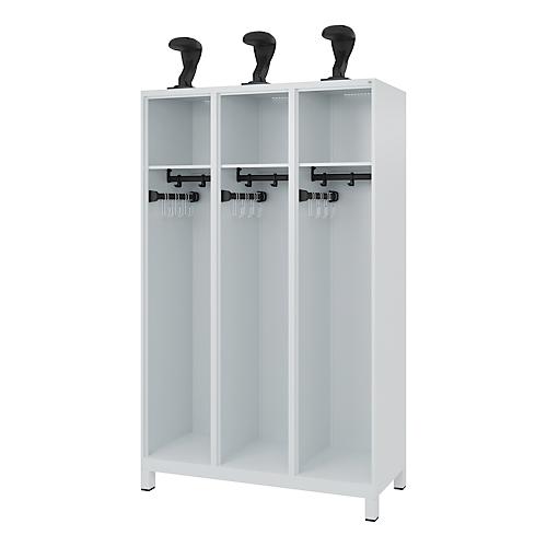 Feuerwehrspind C+P Evolo EXPERT, 3 Abteile, B 1200 x T 500 x H 1850 mm, RAL 7035 Lichtgrau/RAL 7035 Lichtgrau