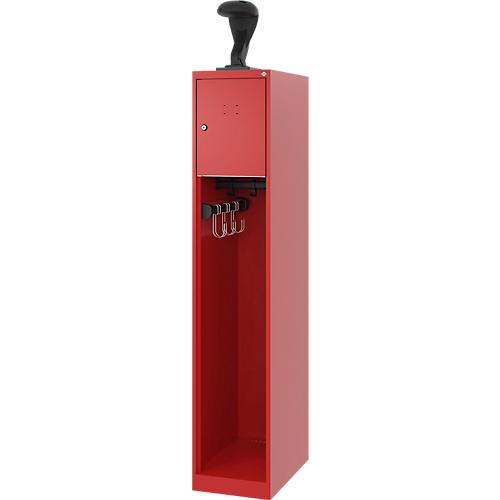 Feuerwehrspind C+P Evolo Youngster, 1 Abteil, mit Helmhalter, Bodengleiter, B 300 x T 500 x H 1530 mm, RAL 3000 Feuerrot