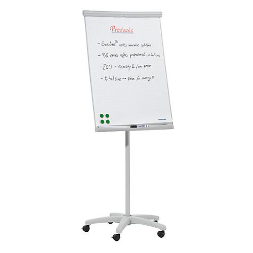 Flipchart Franken U-Act!Line mobil, 700x1000 mm, mit 5 Rollen, magnetisch, recycelt, hellgrau