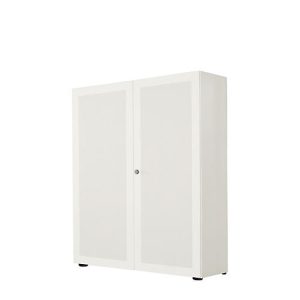 Flügeltürenschrank, 2-türig, Akustikfront, 1000 x 1930 mm, 5 OH, weiß
