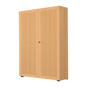Flügeltürenschrank, 2-türig, Akustikfront, 1000 x 2300 mm, 6 OH, Buche-Dekor