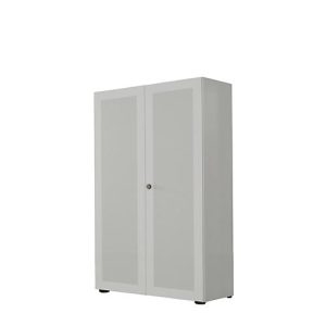Flügeltürenschrank, 2-türig, Akustikfront, 800 x 1930 mm, 5 OH, silber