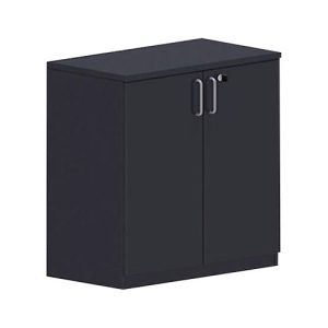 Flügeltürenschrank BEXXSTAR, 2 Ordnerhöhen, Holztüren, H 825 mm, schwarz
