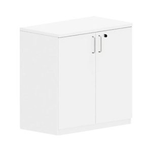 Flügeltürenschrank BEXXSTAR, 2 Ordnerhöhen, Holztüren, H 825 mm, weiß
