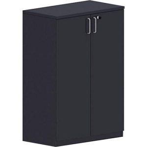 Flügeltürenschrank BEXXSTAR, 3 Ordnerhöhen, Holztüren, H 1155 mm, schwarz