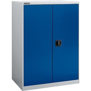 Flügeltürenschrank Schäfer Shop Select MS-i 12408, Stahlblech, B 800 x T 400 x H 1215 mm, 3 OH, Weißaluminium/Enzianblau, bis 150 kg